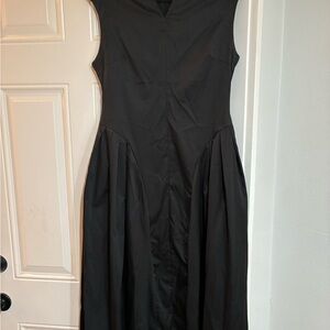 Cider Black Pleated Midi Dress for Cocktail